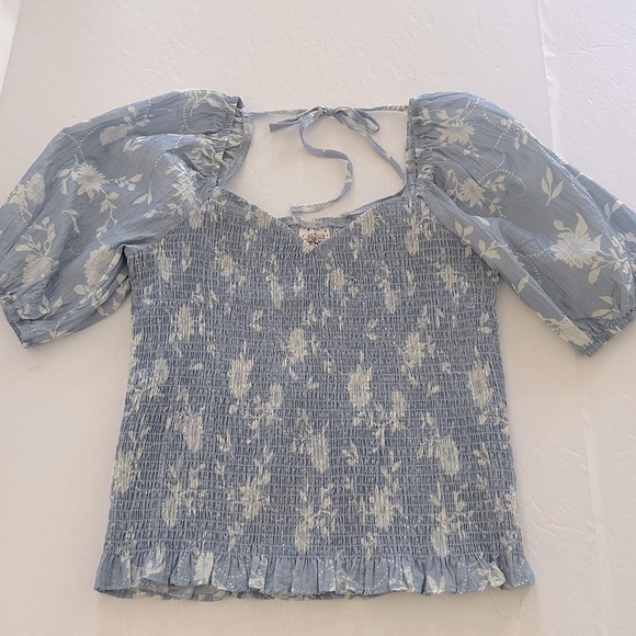 SELF ESTEEM || Light Blue Puff Sleeve Blouse. Sz. L - Picture 9 of 16